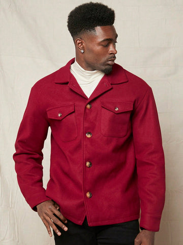 Men's Flap Pocket Button Front Oversized Overcoat