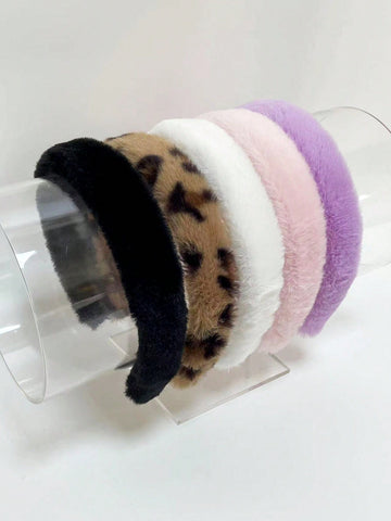 5pcs/set Ladies' Multicolor Fluffy & Simple & Versatile Headbands For Outdoors & Daily Use In Autumn And Winter