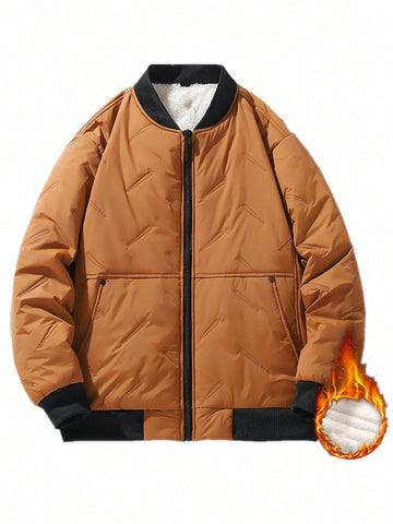 Men's Extra Oversized Bomber Jacket With Slant Pockets And Zipper Closure For Winter