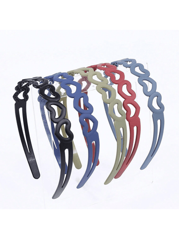 5pcs Women's Love Shaped Plastic Headbands In 5 Colors, Suitable For Daily Use To Decorate Face Shape And Hair Style