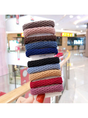 10pcs Thick & Highly Elastic Hair Ties For Women, Gentle On Hair, Hair Accessories