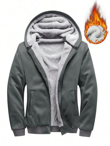 Men Zip-Up Thermal Lined Hooded Jacket