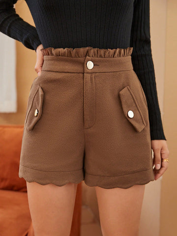 Paperbag Waist Flap Detail Shorts