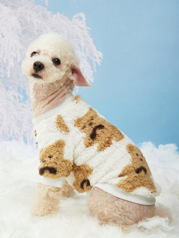1pc Teddy Coral Fleece Pet Sweater For Dogs And Cats To Keep Warm