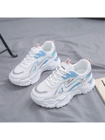 Women's Thick Bottom Chunky Sneakers, New Summer/fall Casual Sport Running Shoes, Campus-style White Sneakers