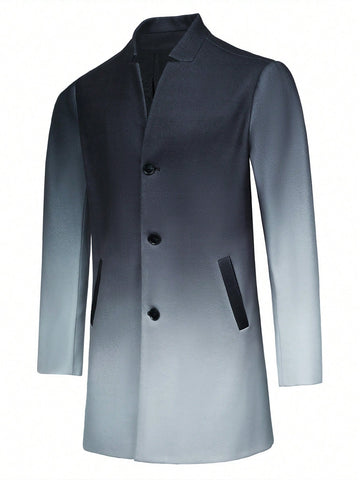 Men Ombre Button Front Overcoat