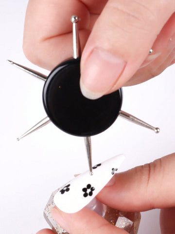 Nail Art Dotting Tools Disc 6 Sizes Dotting  Head Black Nail Point Disc Circular Dotting DIY Spot Flower Manicure Nail Accessories