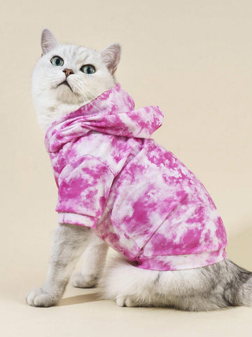 Petsin Pink Tie Dye Printed Pet Sweatshirt, 1pc
