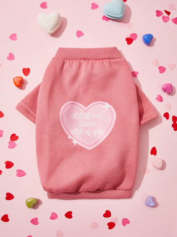 Valentine's Day Petsin Pink Heart Patterned Pet Hoodie, 1pc