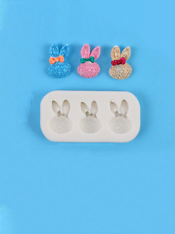 1pc Rabbit-shaped Silicone Mold For Making 3 Connected Items
