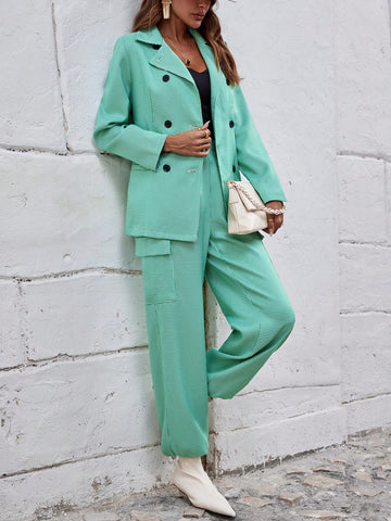 Double Breasted Blazer & Flap Pocket Pants