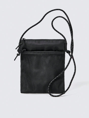 Children's Black Mesh Crossbody Bag, Simple And Fashionable With Multi-functionality