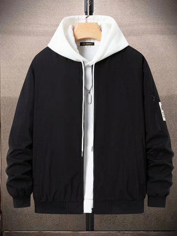Men's Thickened Winter Coat With Zipper Front And Baseball Collar