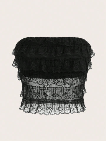 Contrast Lace Crop Tube Top