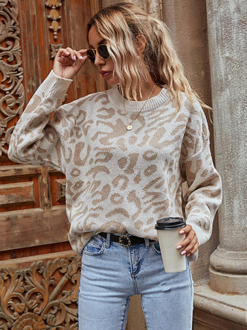 All Over Pattern Drop Shoulder Sweater
