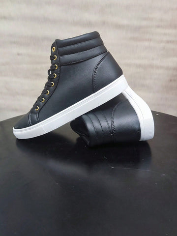 Men's Casual Lightweight Comfortable High-top Sneakers, Black Sports Shoes
