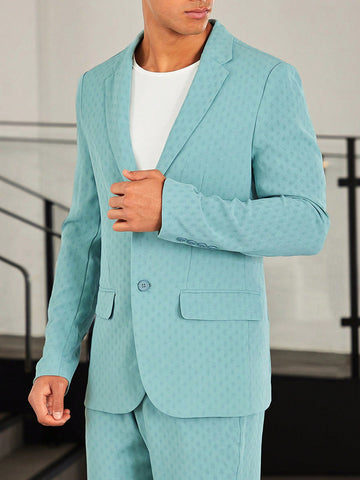 Men's Casual Suit Jacket With Notched Collar And Single-breasted Button Closure