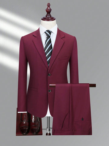 Men's Solid Color Single Breasted Suit Set