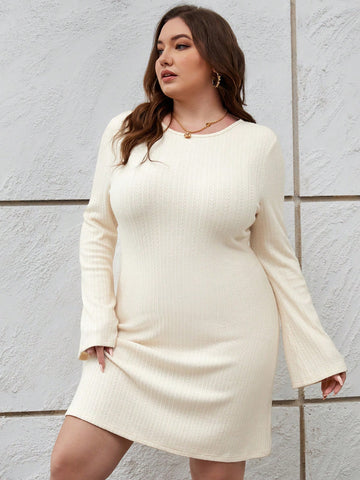 Plus Solid Ribbed Knit Dress
