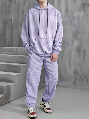 Men's Drawstring Hooded Sweatshirt And Sweatpants Set