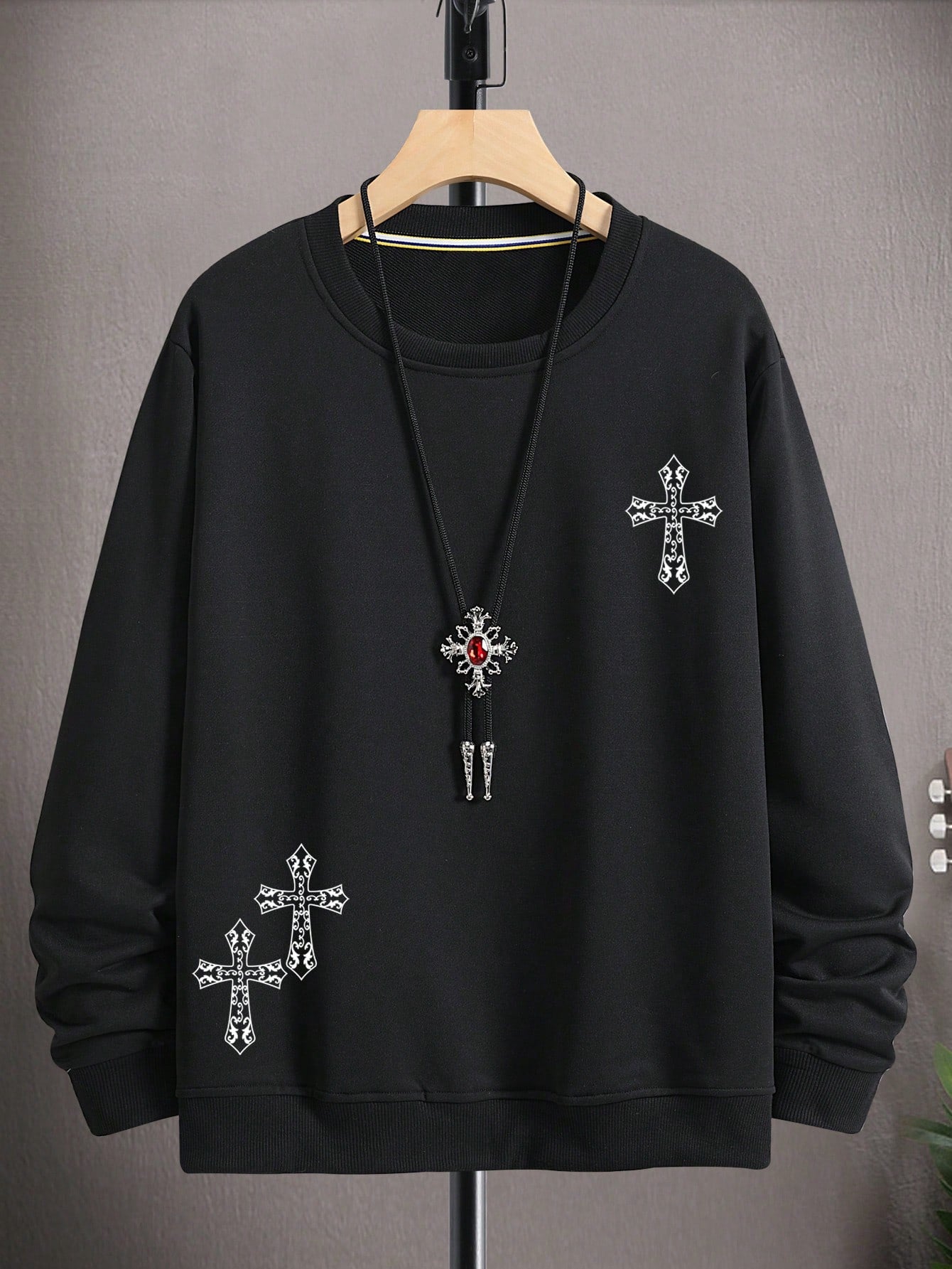 Men's Cross Printed Long Sleeve Sweatshirt