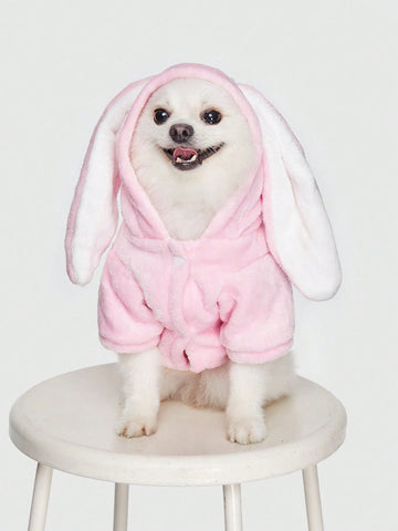 1pc Fleece Fabric Warm Bunny Shape Cosplay Ear Hoodie Jacket