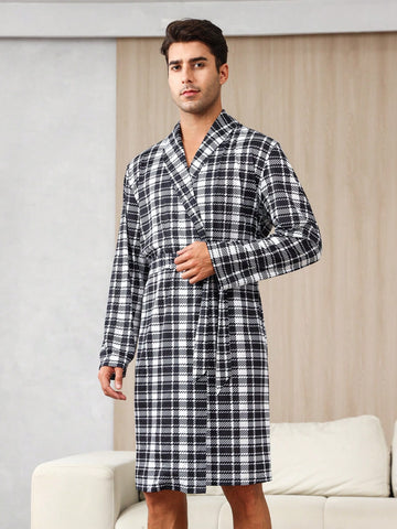Men's Checkered Belted Robe