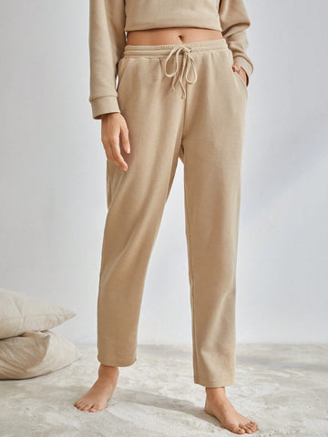 Solid Color Drawstring Lounge Pants