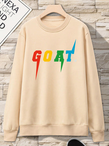 Men's Colorful Letter Print Fleece Sweatshirt