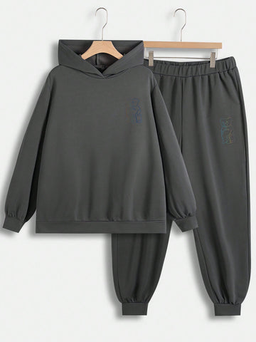 Plus Size Hoodie And Pants Two-piece Set