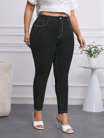 Plus Size Women's Slim Fit Denim Jeans