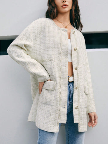 Women's Obstructive Pocket Woolen Coat
