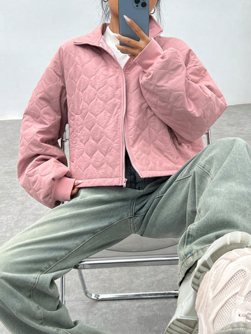 Pink Woven Women'S Padded Jacket
