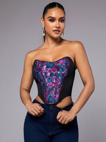 Glamorous Embroidered Strapless Top For Women