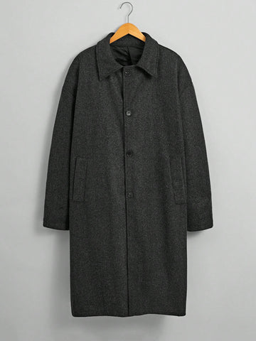 Men's Oversized Drop Shoulder Button Up Overcoat