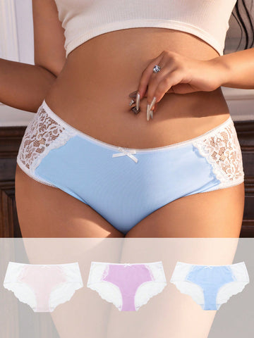 Plus Size Women's Lace Patchwork Underpants