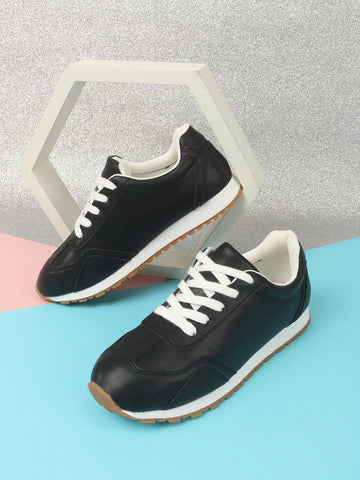 Women's Fashionable Black Casual Sports Shoes Suitable For All Seasons