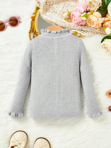 Infant Girls' Leisure Comfortable Basic Ruffle Edge Turtleneck Sweater