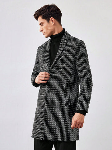 Unisex Plaid Long Woolen Coat