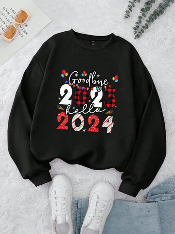 Women's Christmas Printed Fleece Sweatshirt