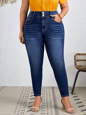 Plus Size Washed Skinny Jeans