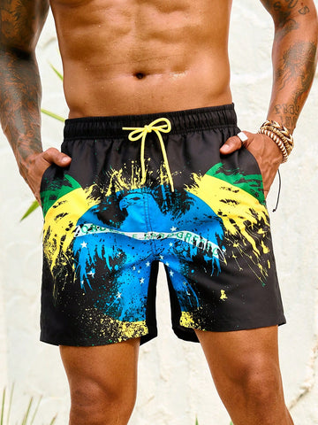 Men's Drawstring Tie Dye Beach Shorts