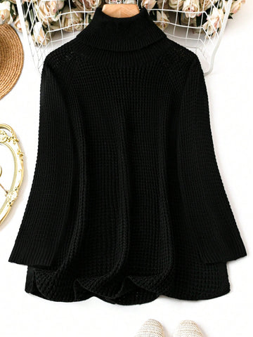 Plus Size High Neck Long Sleeve Sweater