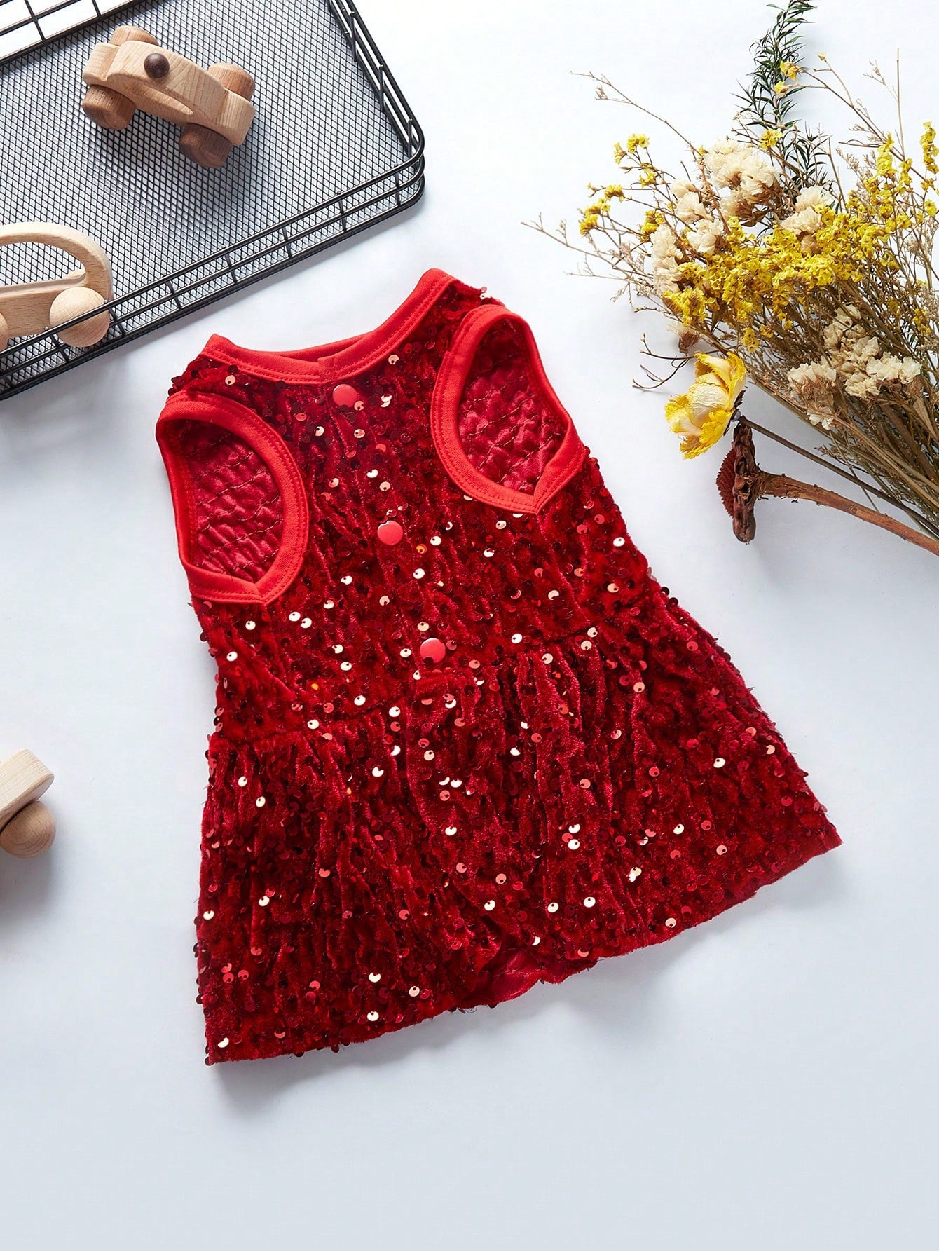 Colorful Red Sequin Pet Skirt For Christmas Party