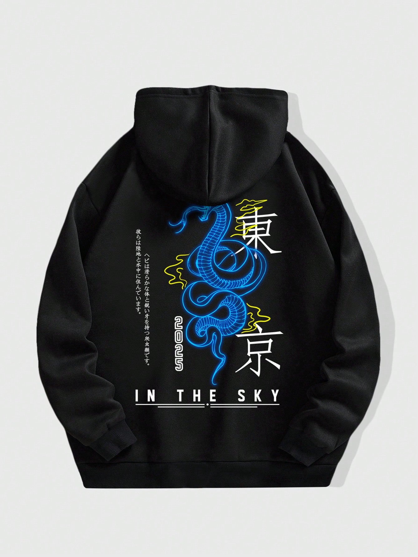Men's Hoodie With Drawstring And Letter & Dragon Print
