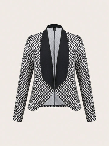 Women's Plus Size Black & White Houndstooth Suit