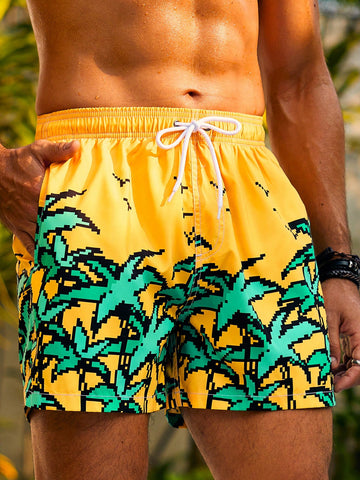 Men'S Tropical Print Beach Shorts