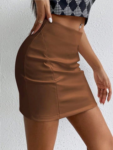 Ladies' Solid Color Mini Skirt