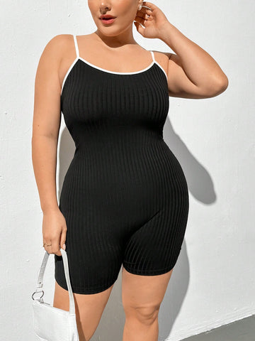 Plus Size Women's Spring And Summer New Fashion Music Festival Wear Hot Girl Knitted Cami Romper
