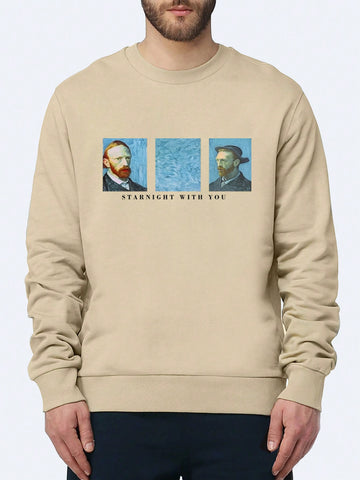 Men'S Cartoon Character & Letter Print Sweatshirt
